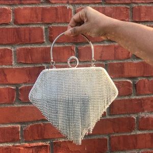 Silver Diamond Shaped Evening Clutch